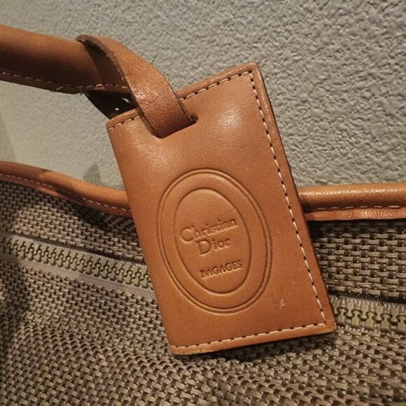 Vtg Christian Dior Canvas Leather Weekender Travel Duffle Bag w/ Strap - Picture 8 of 16